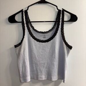 light blue and black lace tank